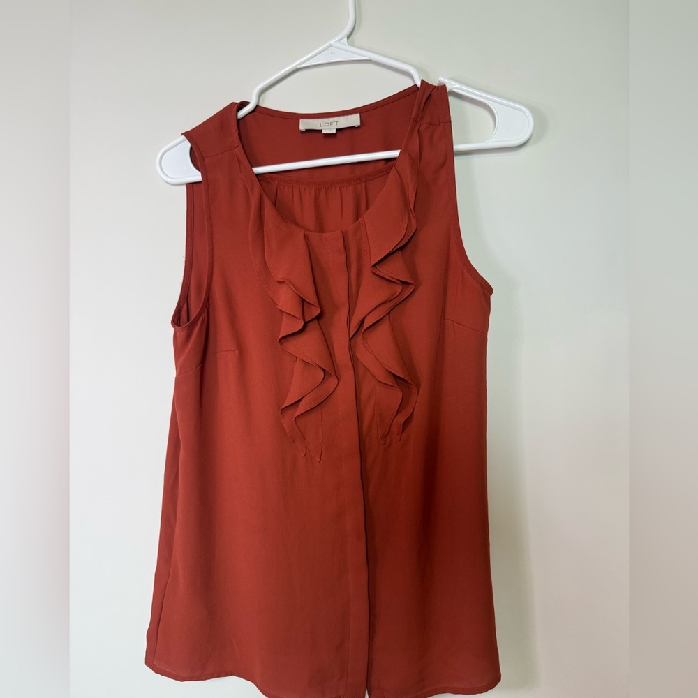 Loft Sleeveless Ruffle Blouse Small